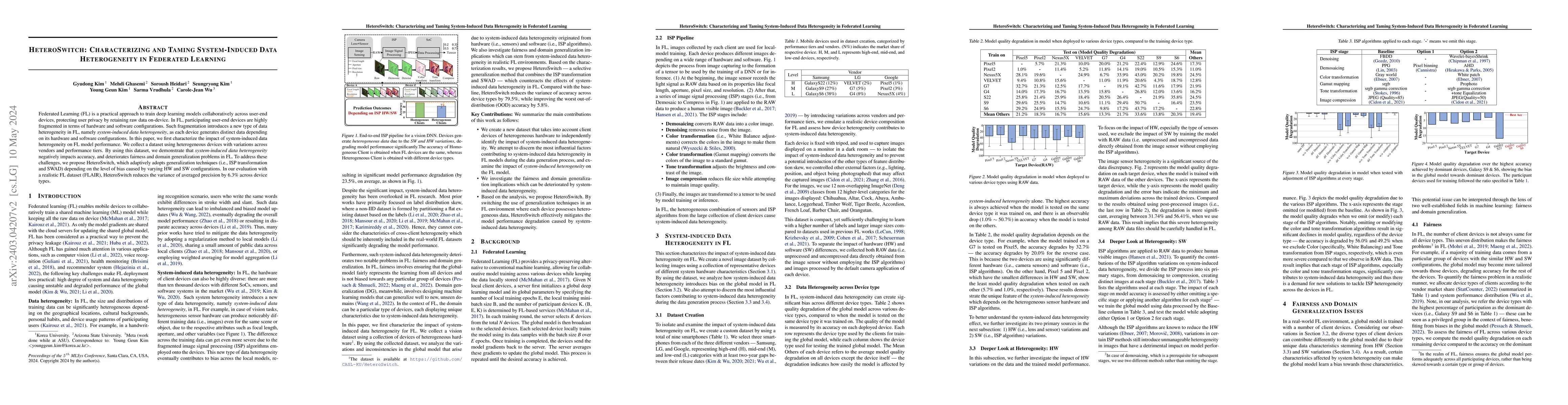 Thumbnail for HeteroSwitch: Characterizing and Taming System-Induced Data
  Heterogeneity in Federated Learning