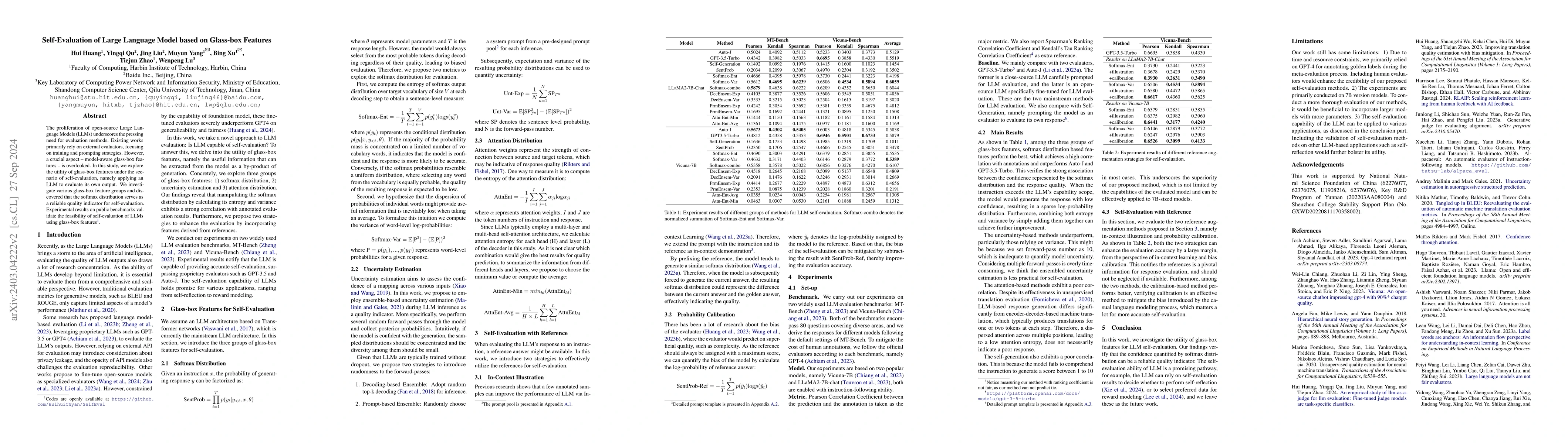 Thumbnail for Self-Evaluation of Large Language Model based on Glass-box Features