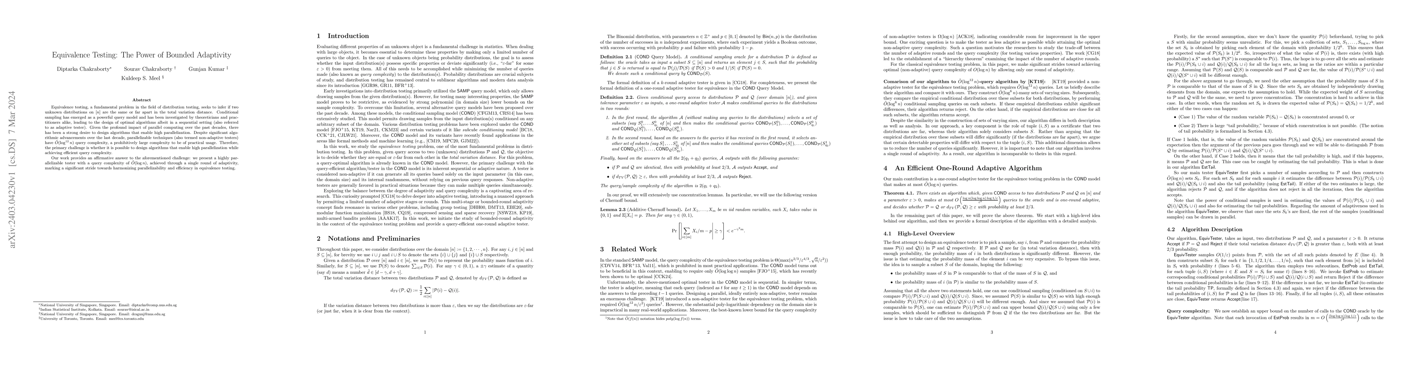 Thumbnail for Equivalence Testing: The Power of Bounded Adaptivity