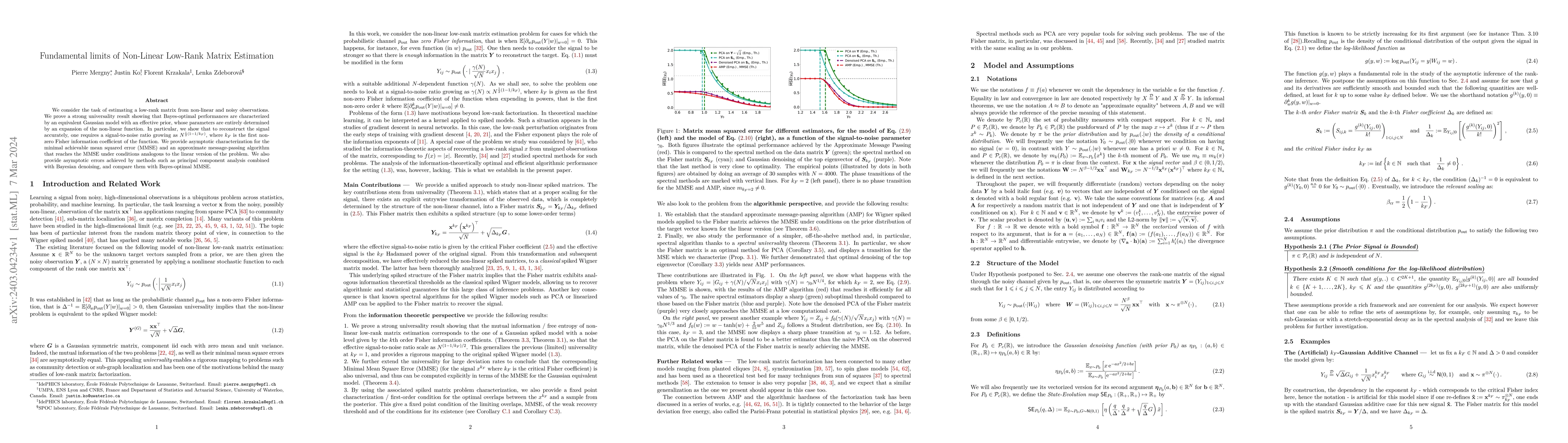 Thumbnail for Fundamental limits of Non-Linear Low-Rank Matrix Estimation