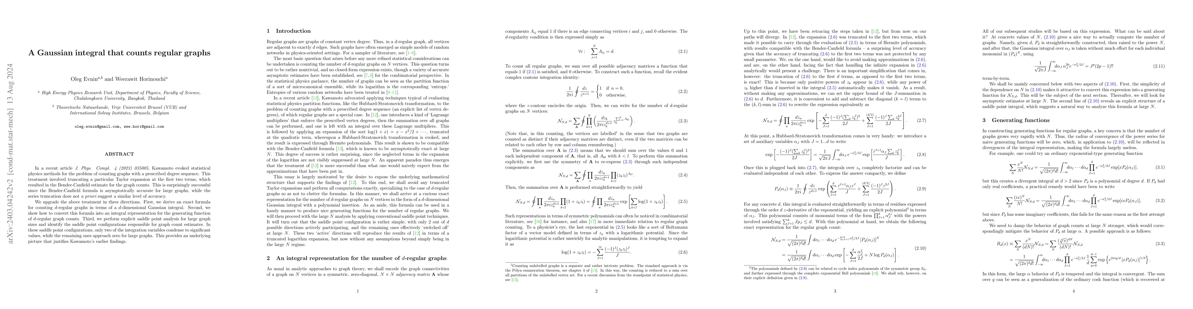 Thumbnail for A Gaussian integral that counts regular graphs