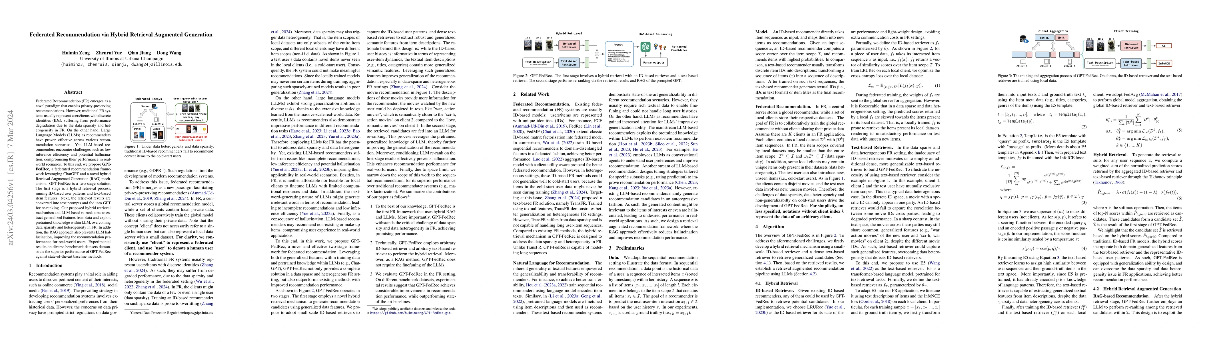 Thumbnail for Federated Recommendation via Hybrid Retrieval Augmented Generation