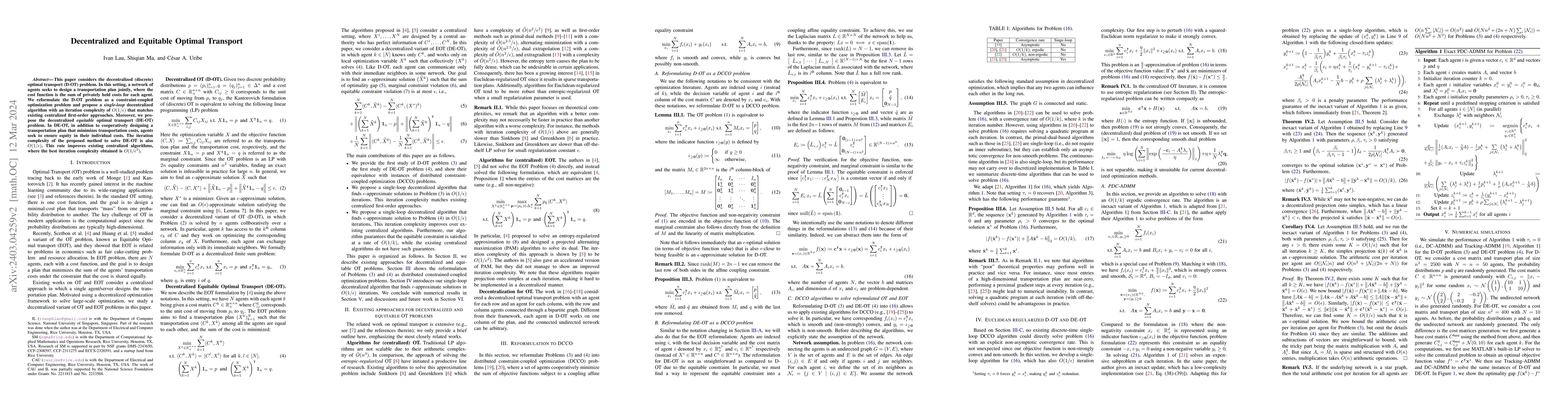 Thumbnail for Decentralized and Equitable Optimal Transport