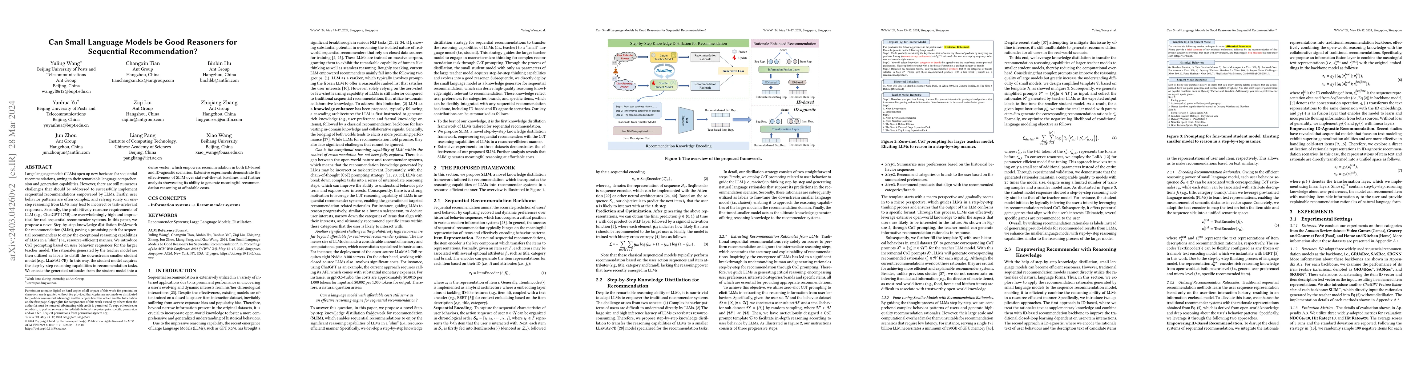 Thumbnail for Can Small Language Models be Good Reasoners for Sequential
  Recommendation?