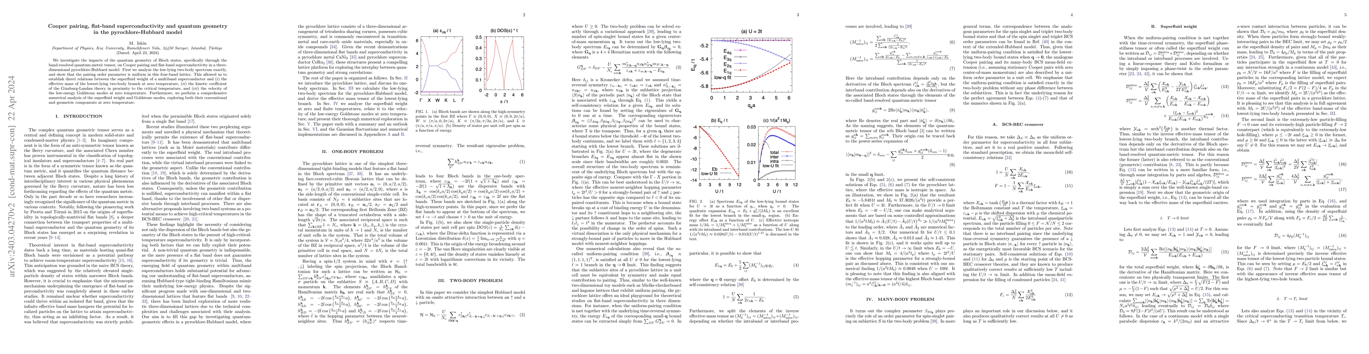 Thumbnail for Cooper pairing, flat-band superconductivity and quantum geometry in the
  pyrochlore-Hubbard model