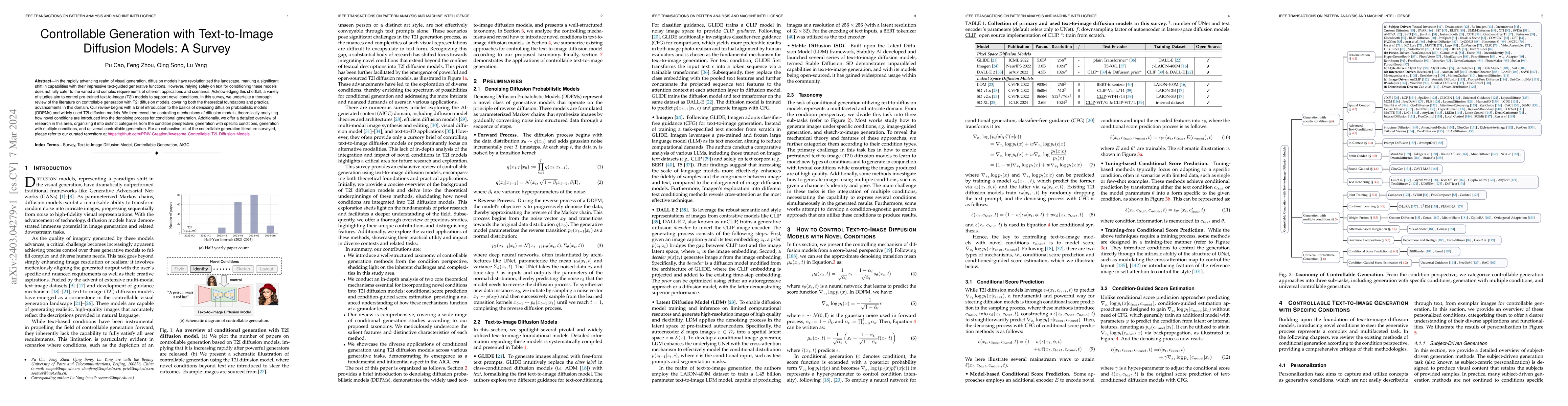 Thumbnail for Controllable Generation with Text-to-Image Diffusion Models: A Survey