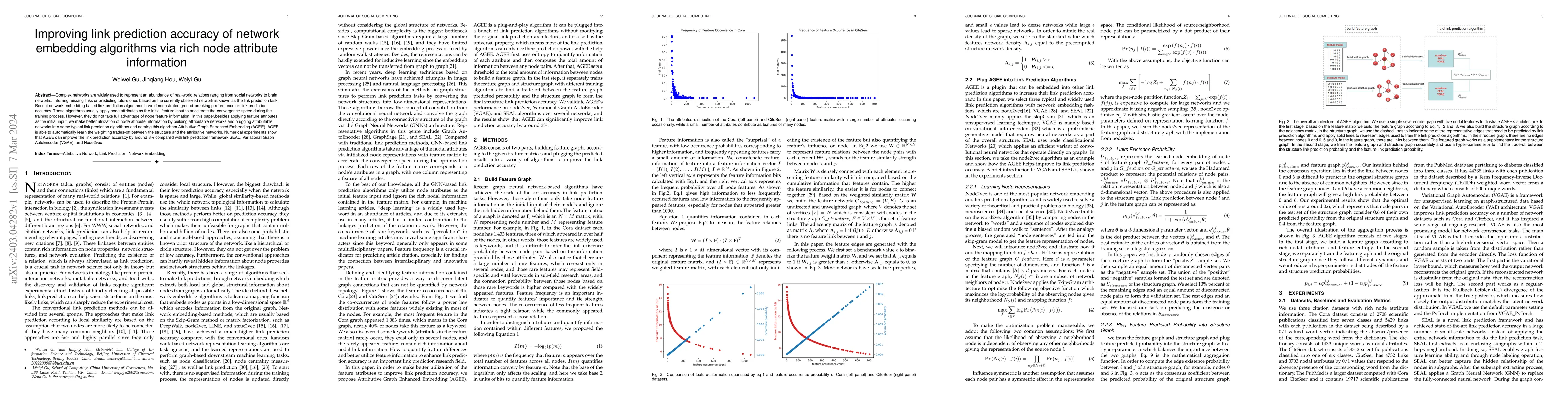 Thumbnail for Improving link prediction accuracy of network embedding algorithms via
  rich node attribute information