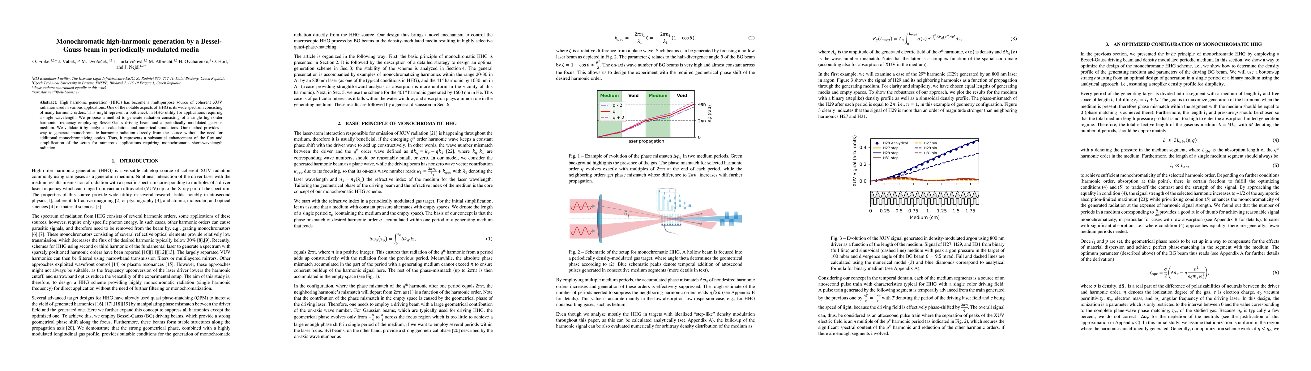 Thumbnail for Monochromatic high-harmonic generation by Bessel-Gauss beam in
  periodically modulated media