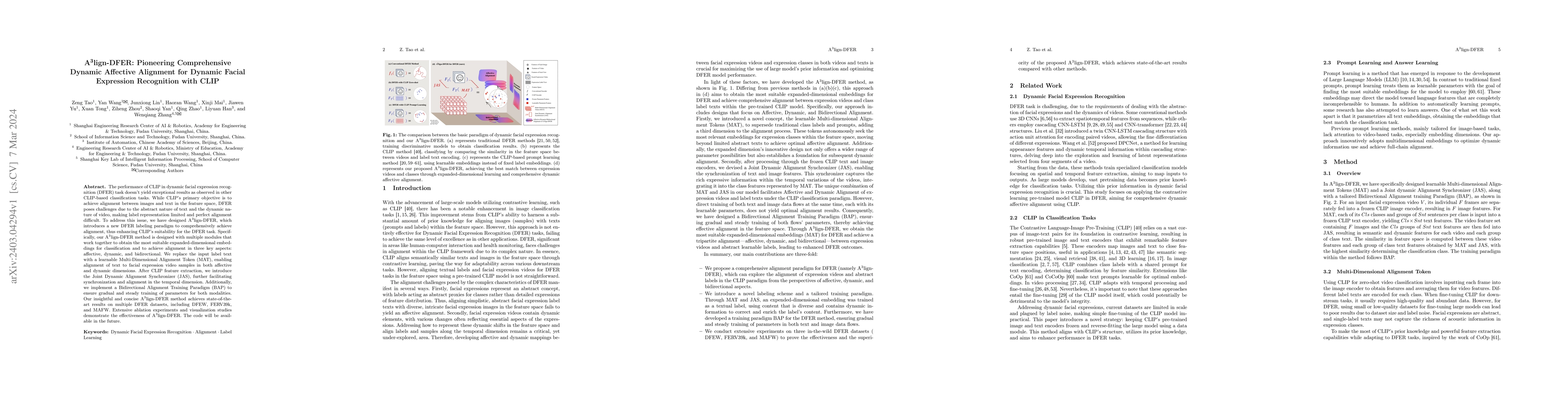 Thumbnail for A$^{3}$lign-DFER: Pioneering Comprehensive Dynamic Affective Alignment
  for Dynamic Facial Expression Recognition with CLIP