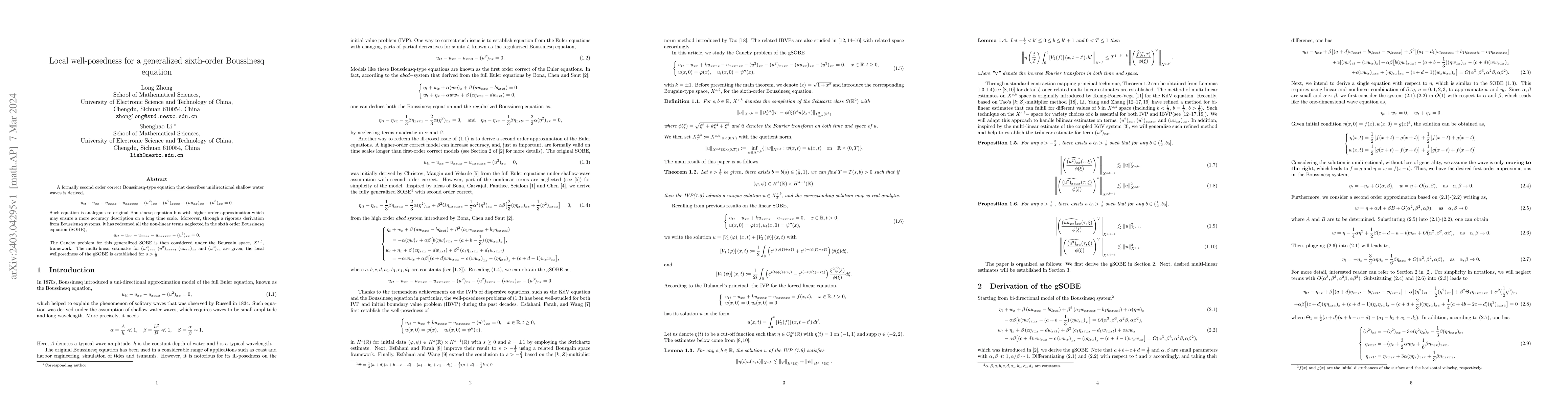 Thumbnail for Local well-posedness for a generalized sixth-order Boussinesq equation