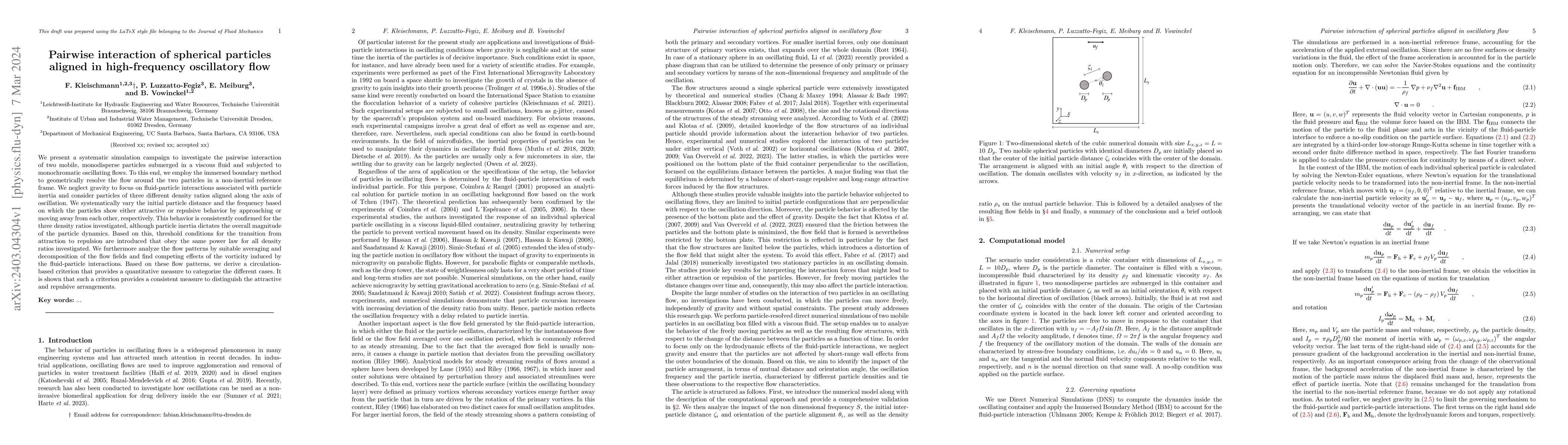Thumbnail for Pairwise interaction of spherical particles aligned in oscillatory flow