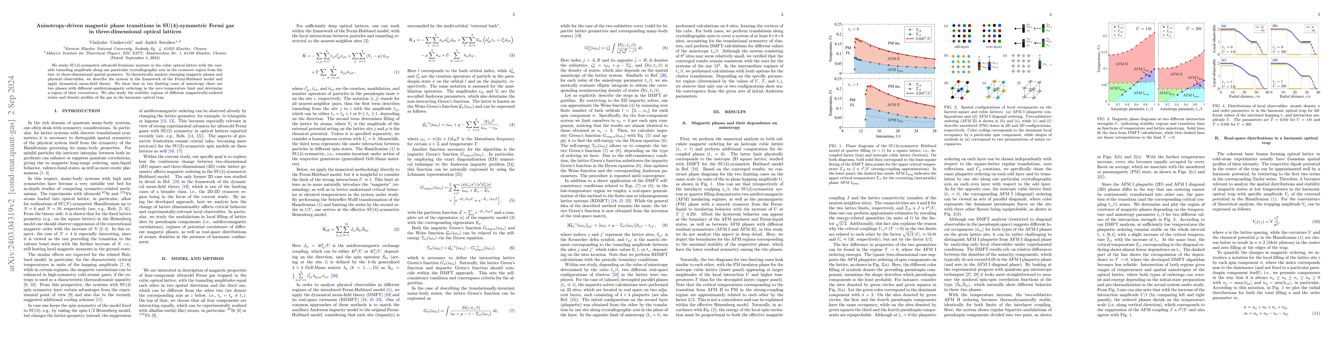 Thumbnail for Anisotropy-driven magnetic phase transitions in SU(4)-symmetric Fermi
  gas in three-dimensional optical lattices