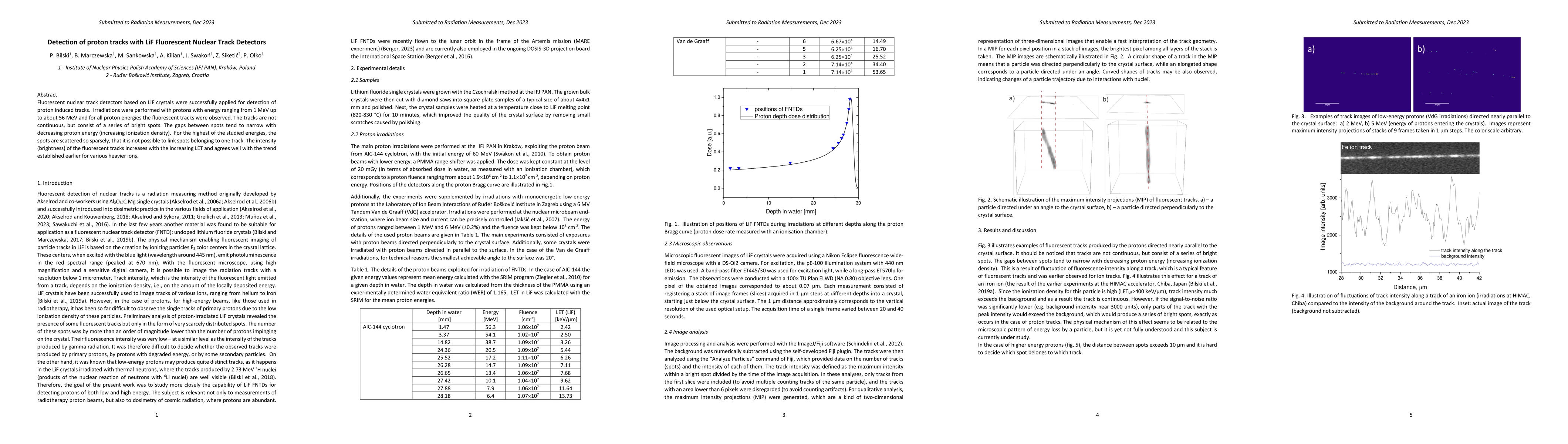 Thumbnail for Detection of proton tracks with LiF Fluorescent Nuclear Track Detectors