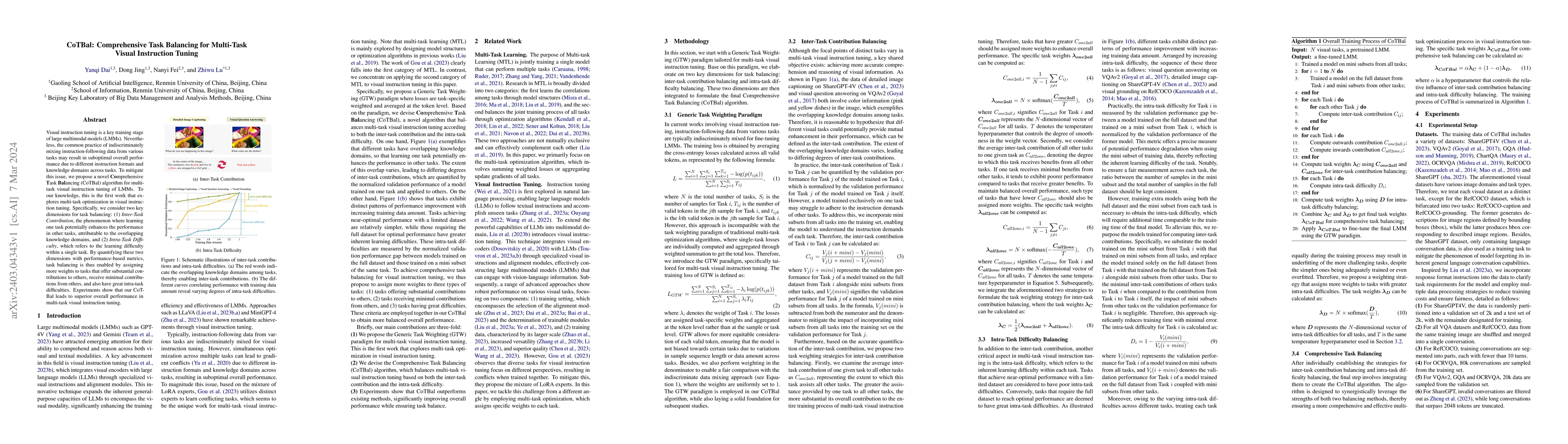 Thumbnail for CoTBal: Comprehensive Task Balancing for Multi-Task Visual Instruction
  Tuning