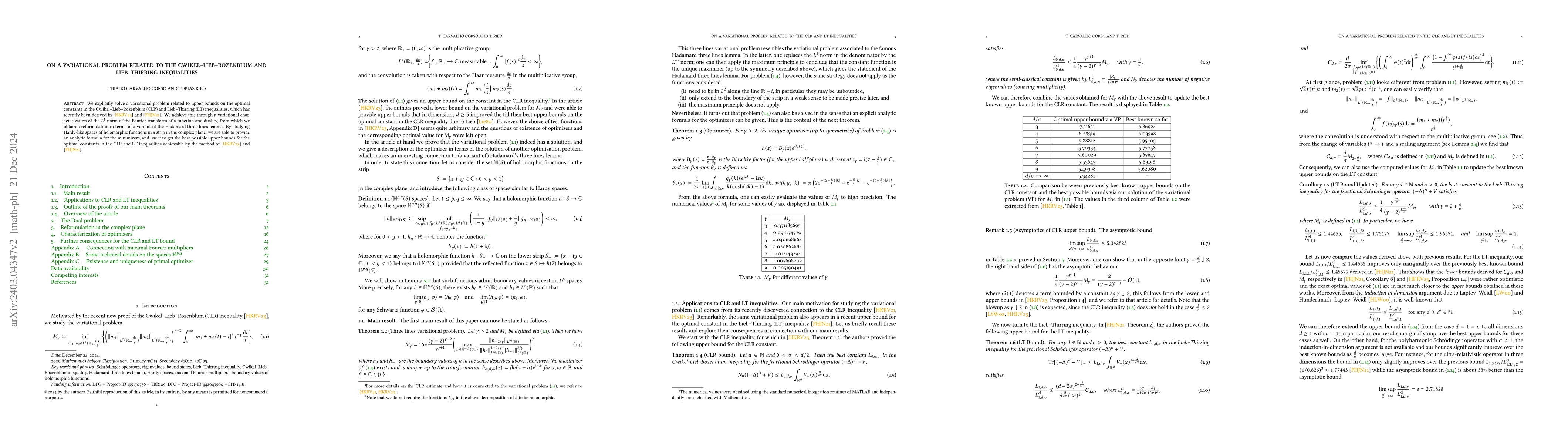 Thumbnail for On a variational problem related to the Cwikel-Lieb-Rozenblum and
  Lieb-Thirring inequalities