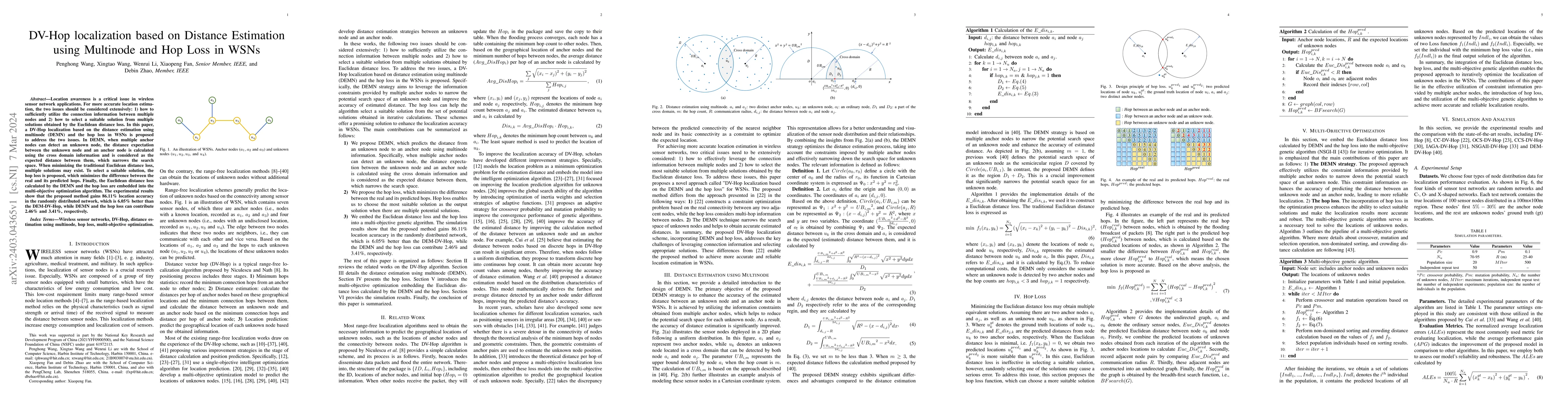 Thumbnail for DV-Hop localization based on Distance Estimation using Multinode and Hop
  Loss in WSNs