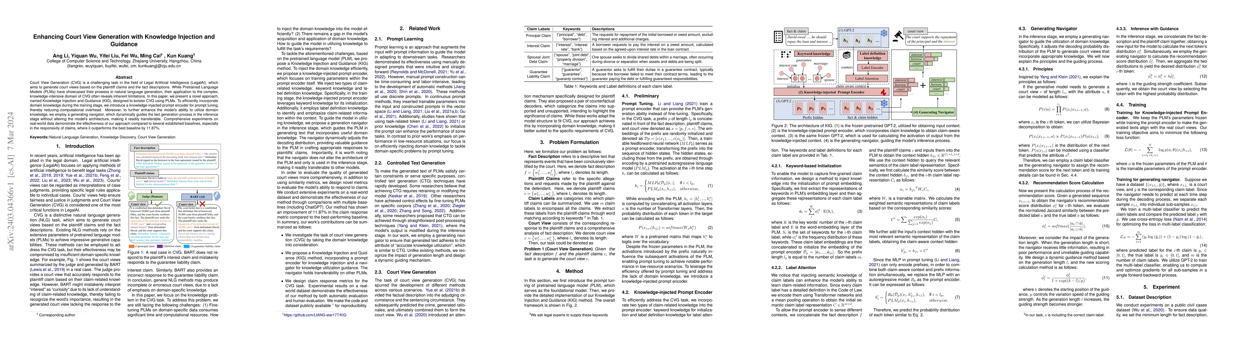 Thumbnail for Enhancing Court View Generation with Knowledge Injection and Guidance