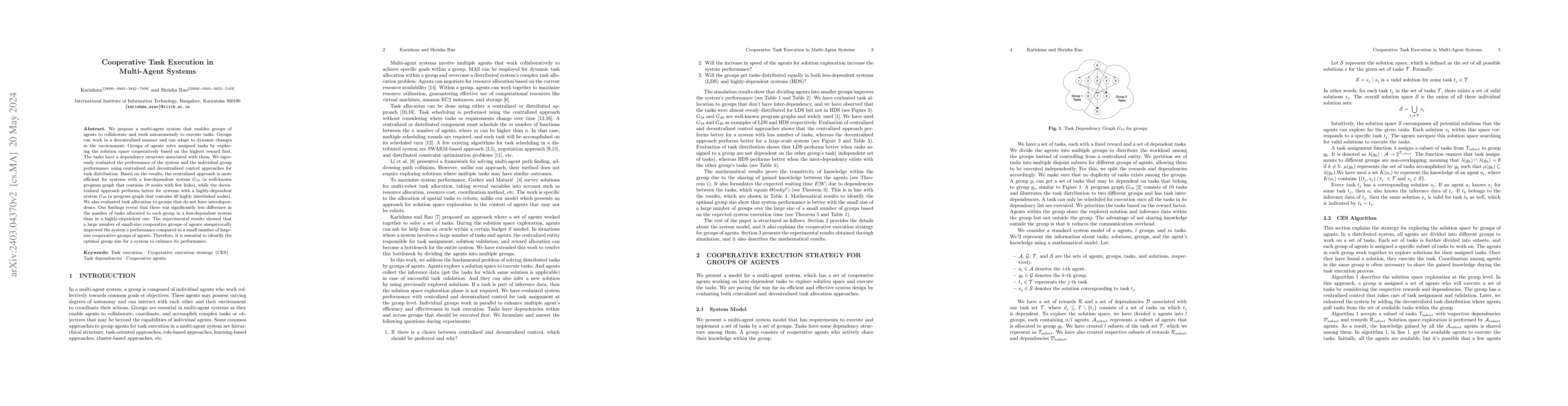 Thumbnail for Cooperative Task Execution in Multi-Agent Systems