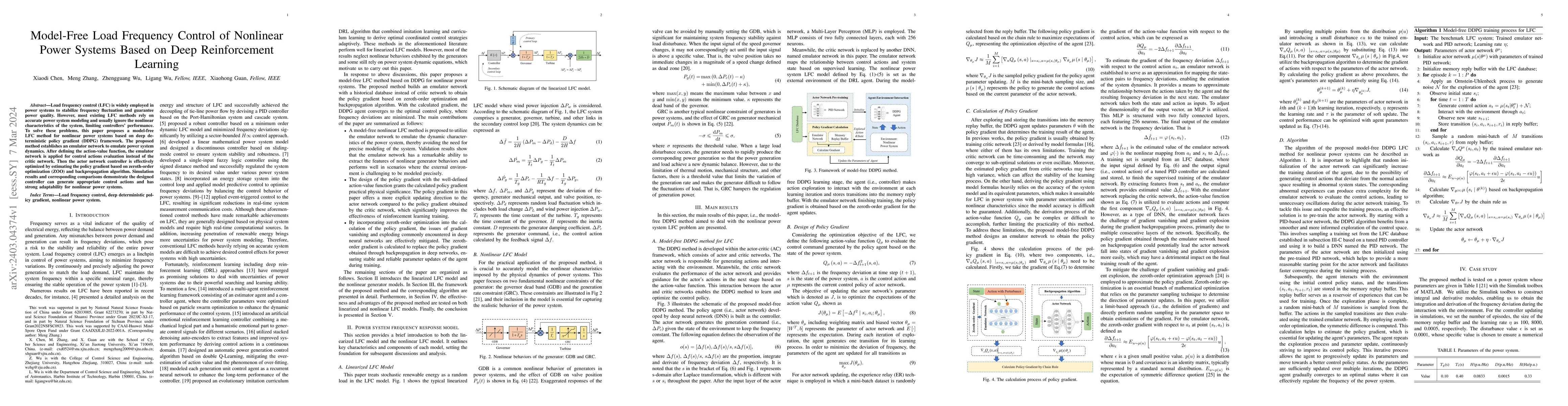 Thumbnail for Model-Free Load Frequency Control of Nonlinear Power Systems Based on
  Deep Reinforcement Learning