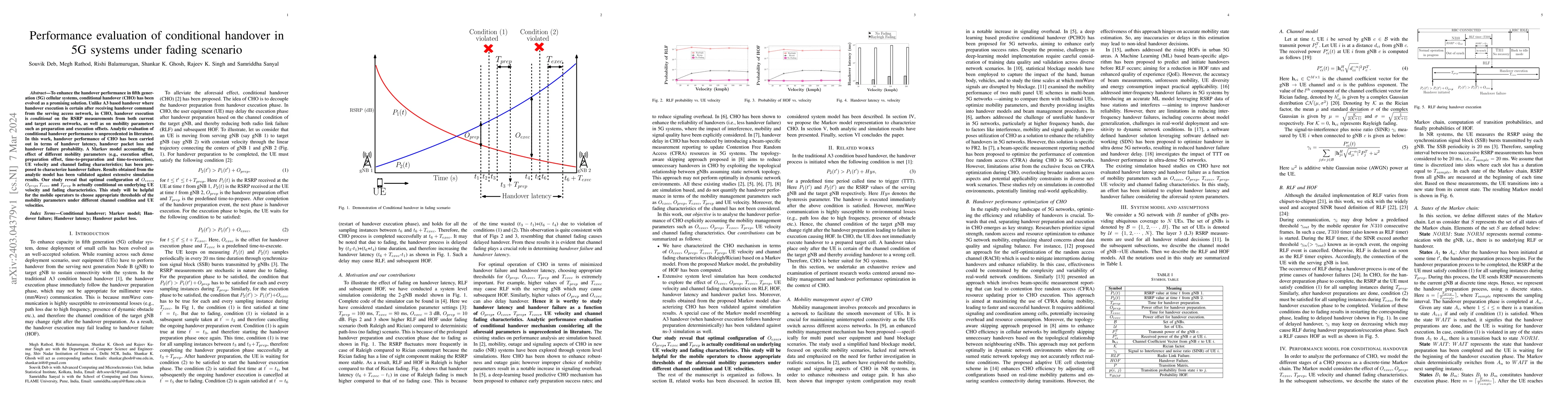 Thumbnail for Performance evaluation of conditional handover in 5G systems under
  fading scenario