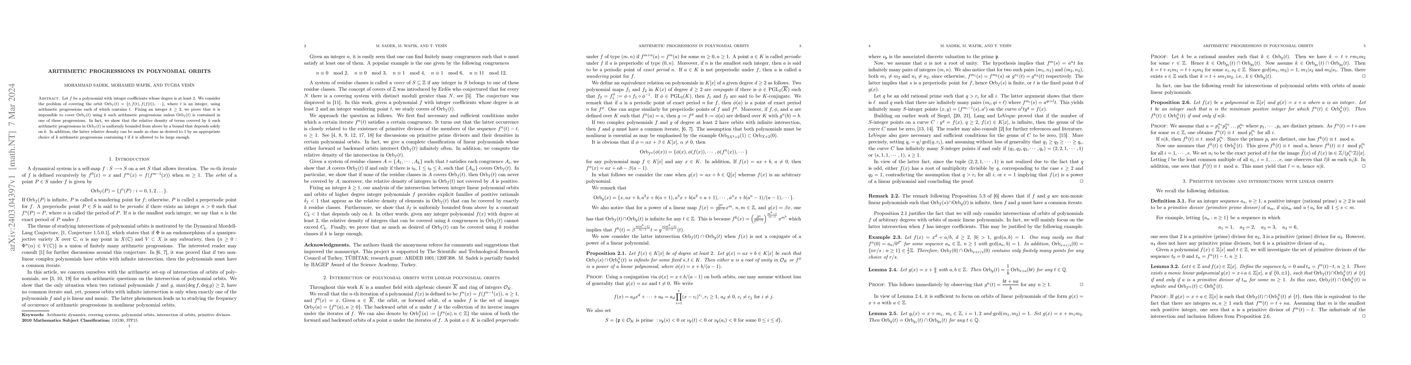 Thumbnail for Arithmetic progressions in polynomial orbits