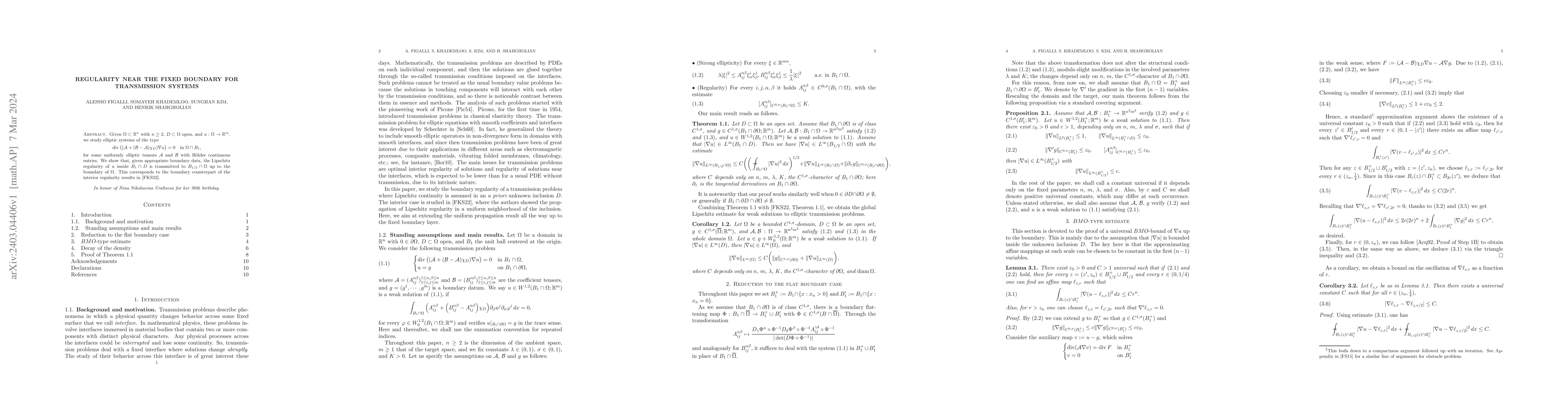 Thumbnail for Regularity near the fixed boundary for transmission systems