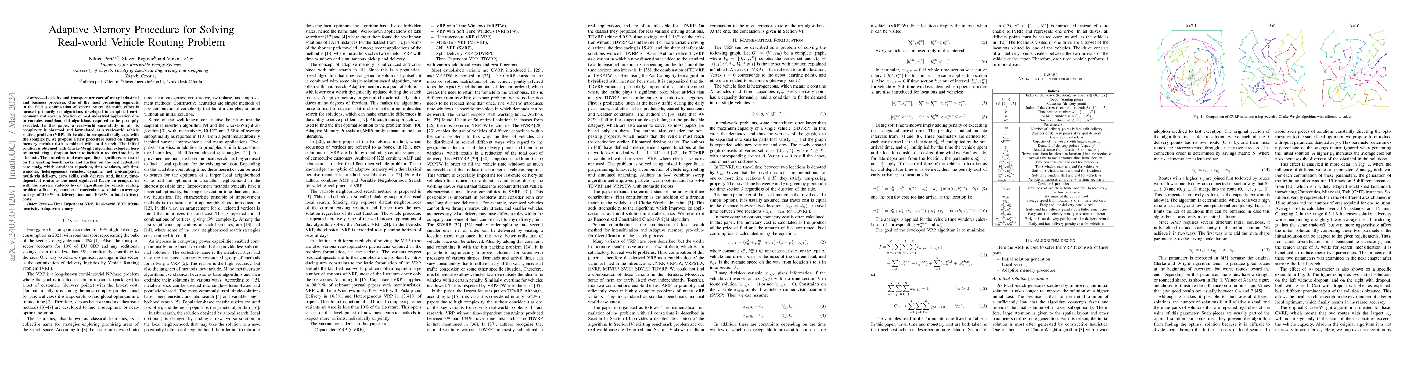 Thumbnail for Adaptive Memory Procedure for Solving Real-world Vehicle Routing Problem