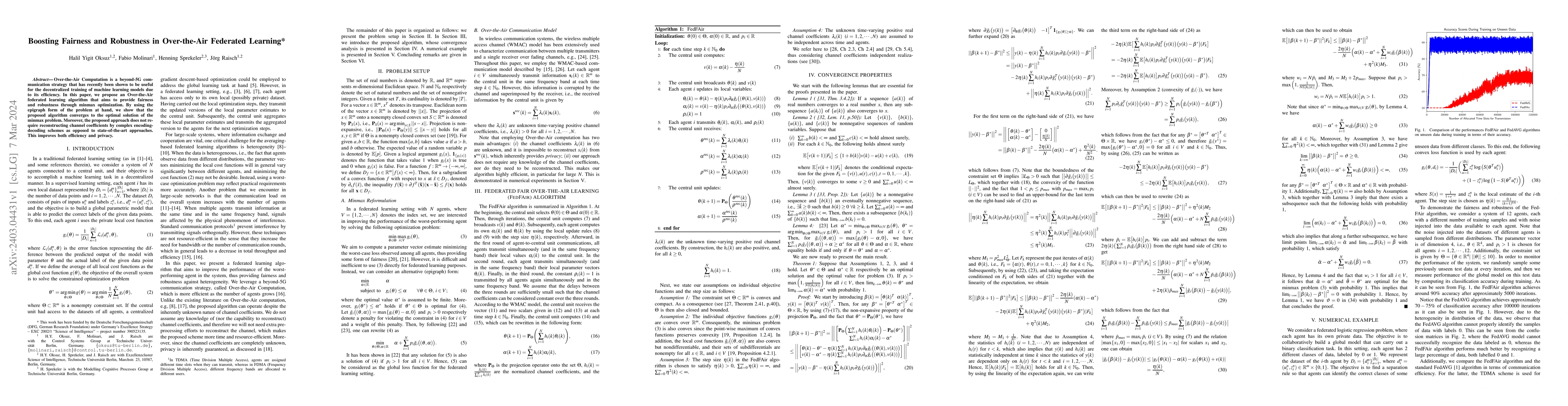 Thumbnail for Boosting Fairness and Robustness in Over-the-Air Federated Learning