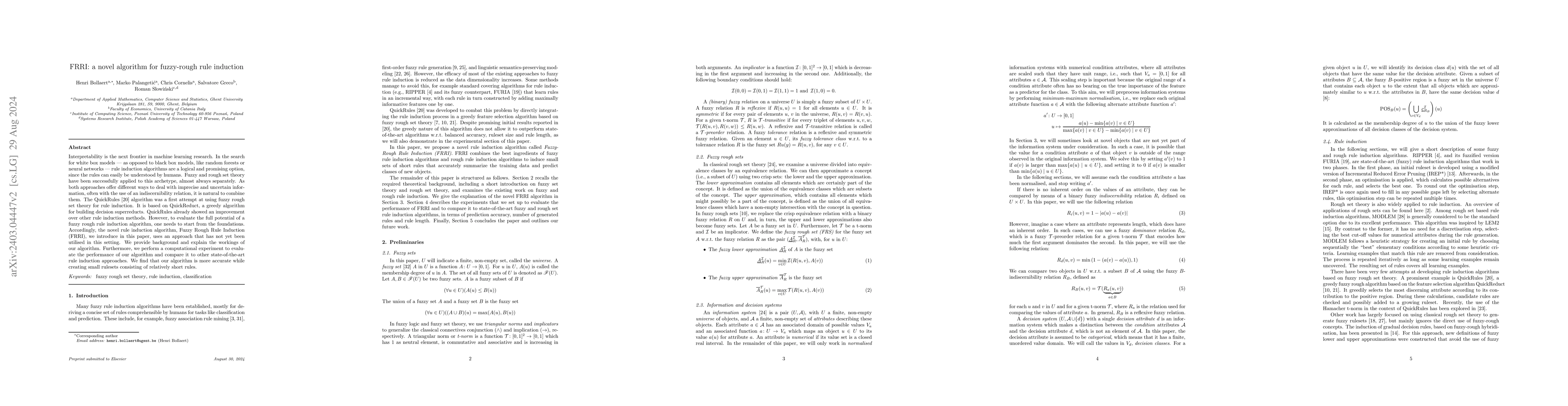 Thumbnail for FRRI: a novel algorithm for fuzzy-rough rule induction