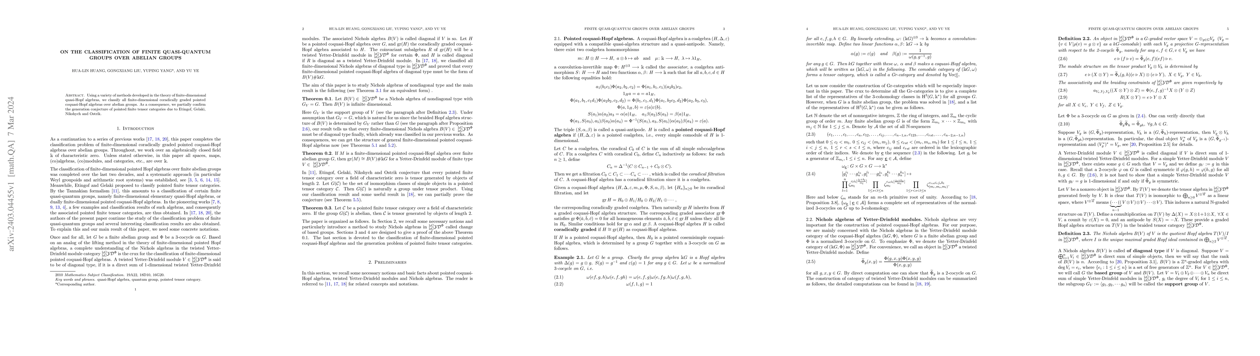 Thumbnail for On the Classification of Finite Quasi-Quantum Groups over Abelian Groups