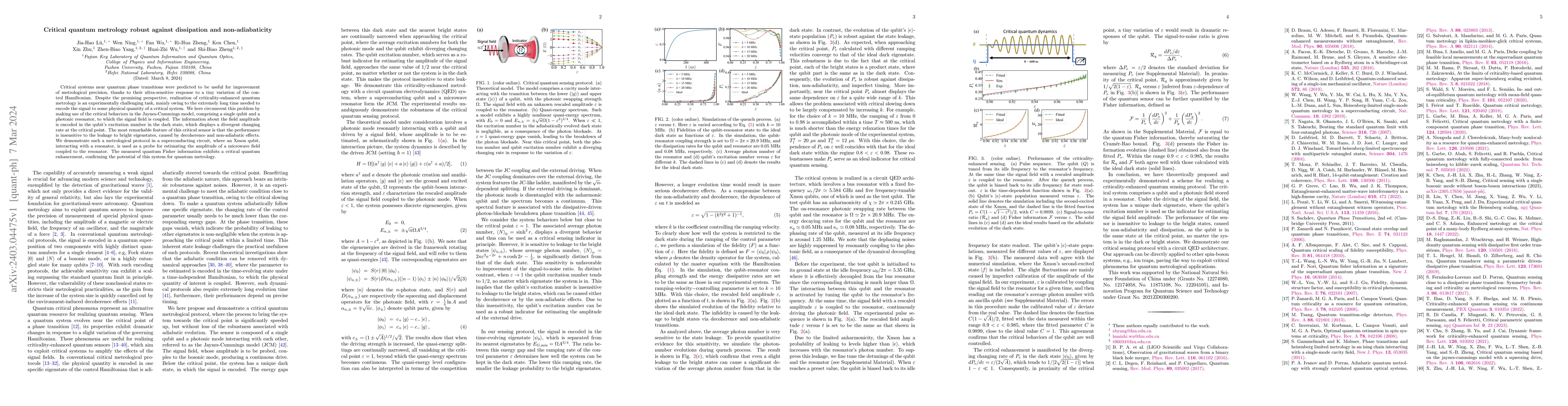 Thumbnail for Critical quantum metrology robust against dissipation and
  non-adiabaticity