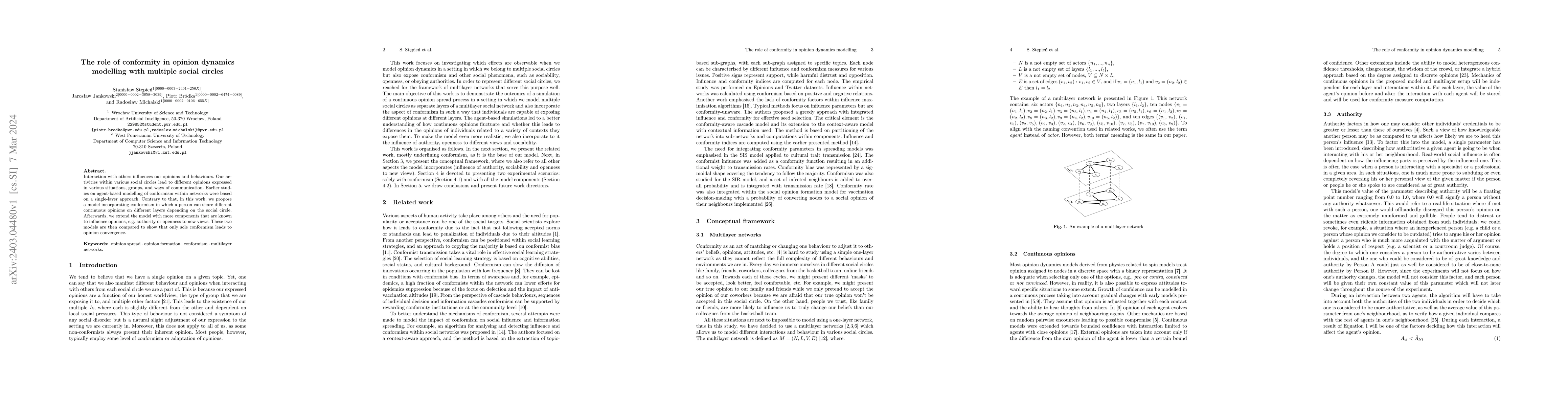 Thumbnail for The role of conformity in opinion dynamics modelling with multiple
  social circles