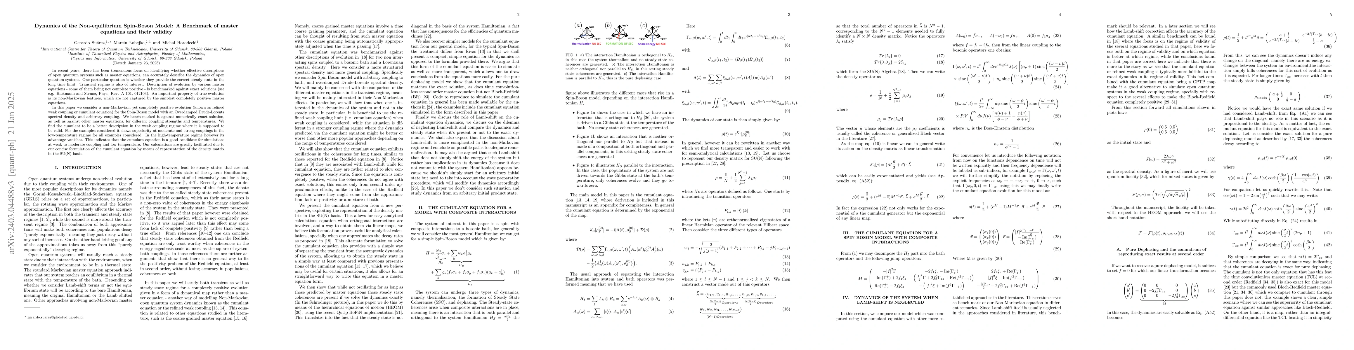 Thumbnail for Dynamics of the Non-equilibrium spin Boson Model: A Benchmark of master
  equations and their validity