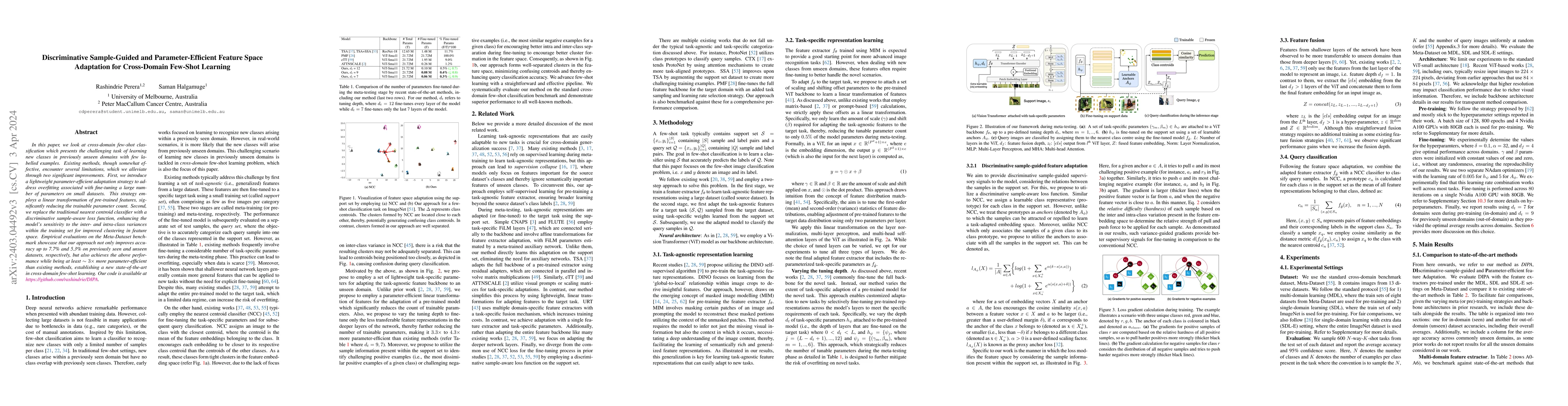 Thumbnail for Discriminative Sample-Guided and Parameter-Efficient Feature Space
  Adaptation for Cross-Domain Few-Shot Learning