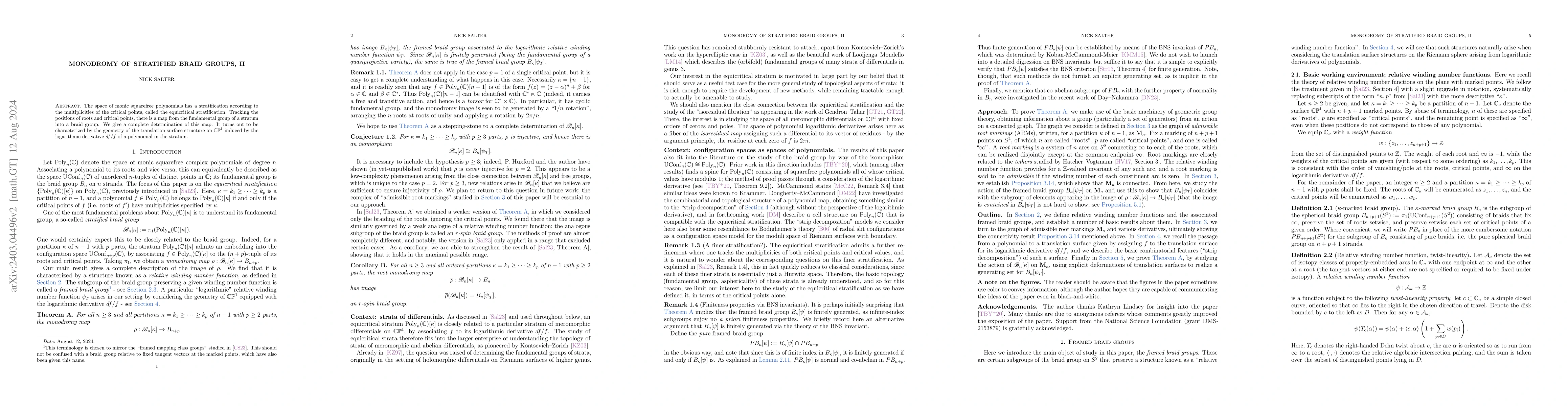 Thumbnail for Monodromy of stratified braid groups, II