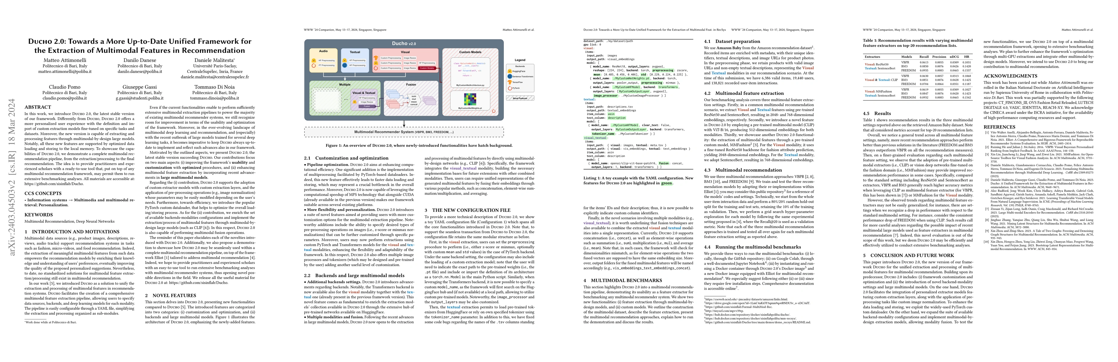 Thumbnail for Ducho 2.0: Towards a More Up-to-Date Unified Framework for the
  Extraction of Multimodal Features in Recommendation