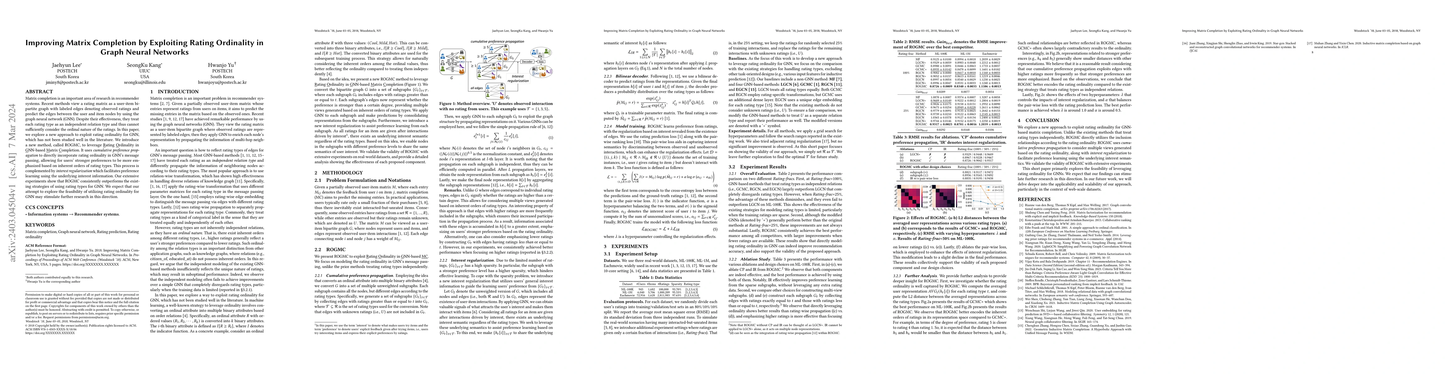 Thumbnail for Improving Matrix Completion by Exploiting Rating Ordinality in Graph
  Neural Networks
