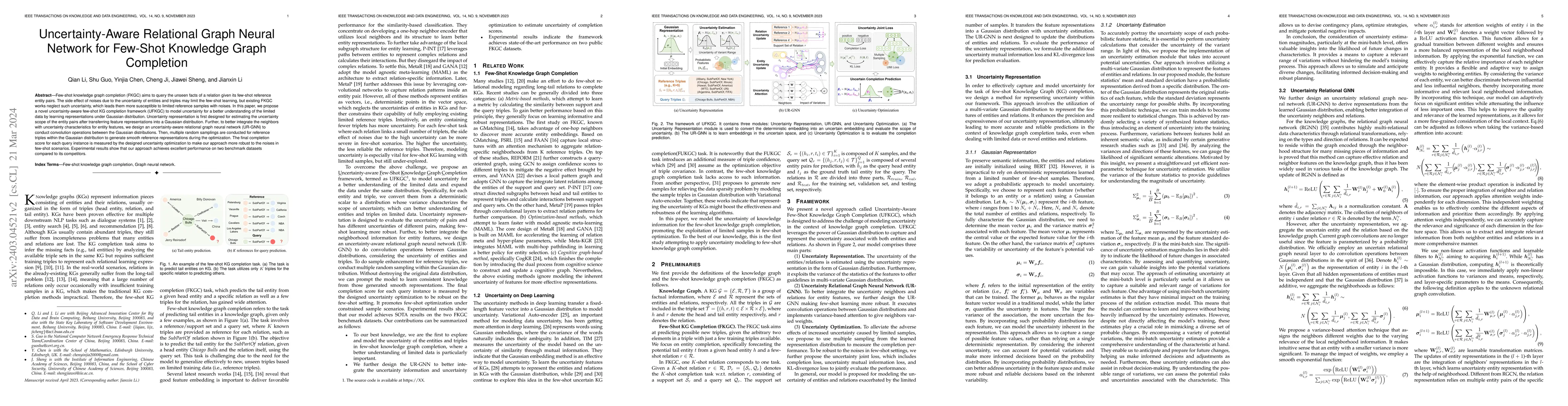 Thumbnail for Uncertainty-Aware Relational Graph Neural Network for Few-Shot Knowledge
  Graph Completion