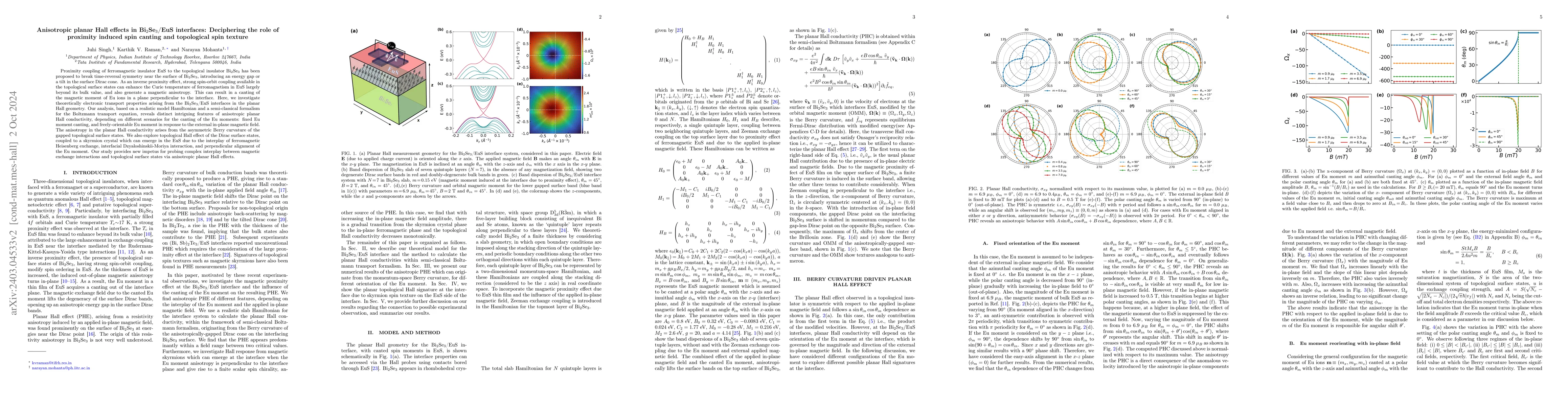 Thumbnail for Anisotropic Hall effects in Bi$_2$Se$_3$/EuS interfaces