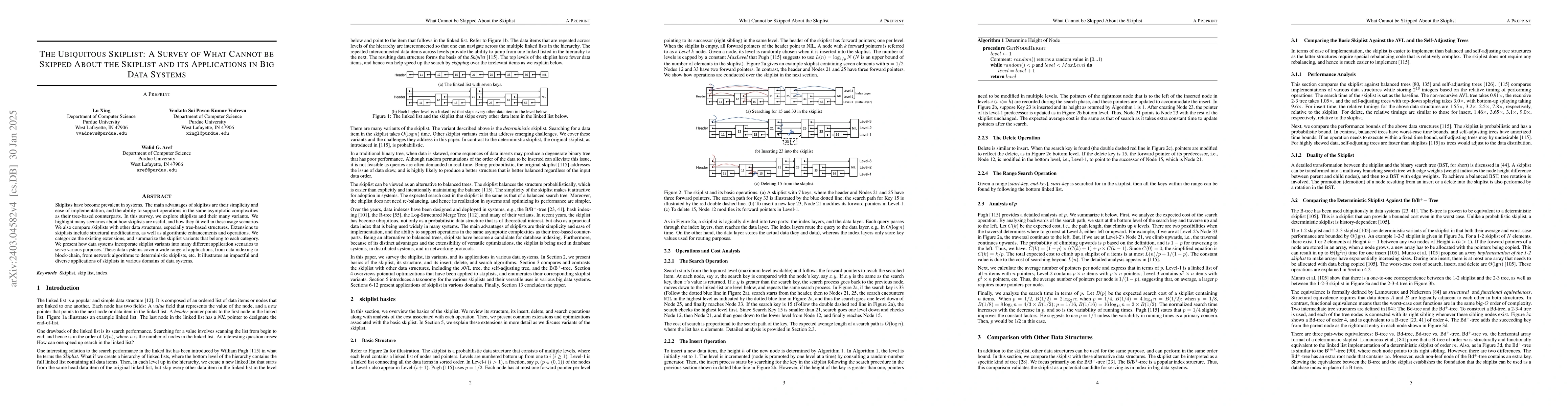 Thumbnail for The Ubiquitous Skiplist: A Survey of What Cannot be Skipped About the
  Skiplist and its Applications in Big Data Systems