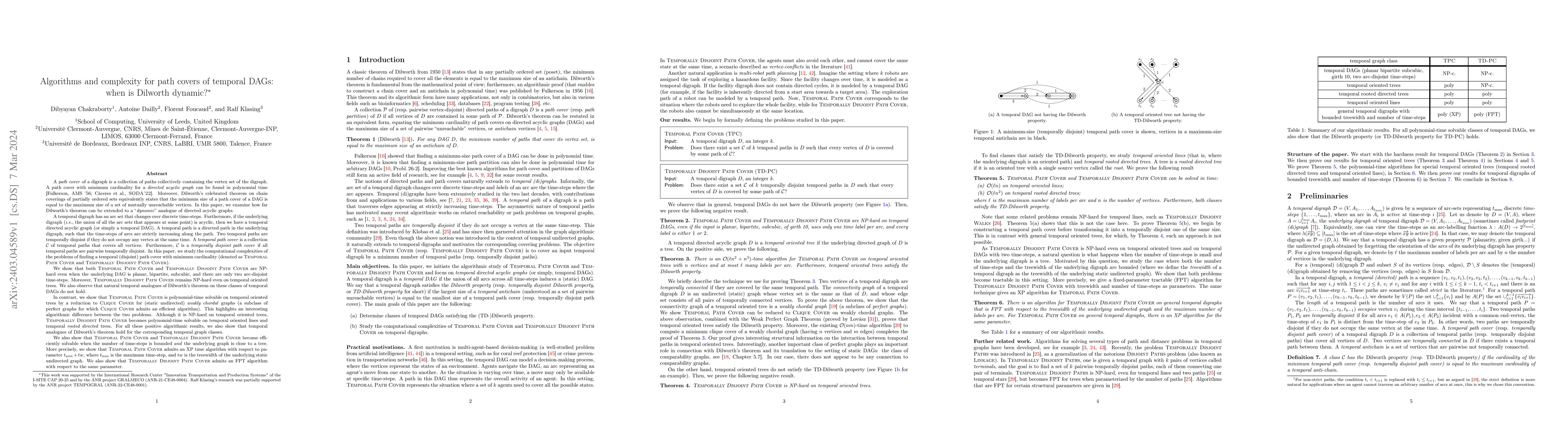 Thumbnail for Algorithms and complexity for path covers of temporal DAGs: when is
  Dilworth dynamic?