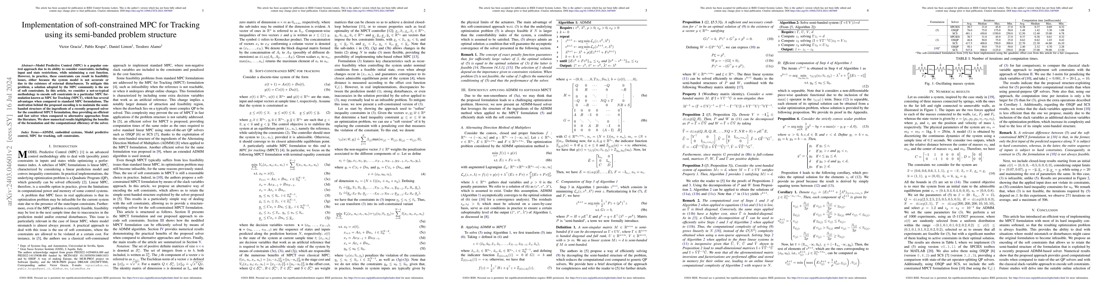 Thumbnail for Implementation of soft-constrained MPC for Tracking using its
  semi-banded problem structure