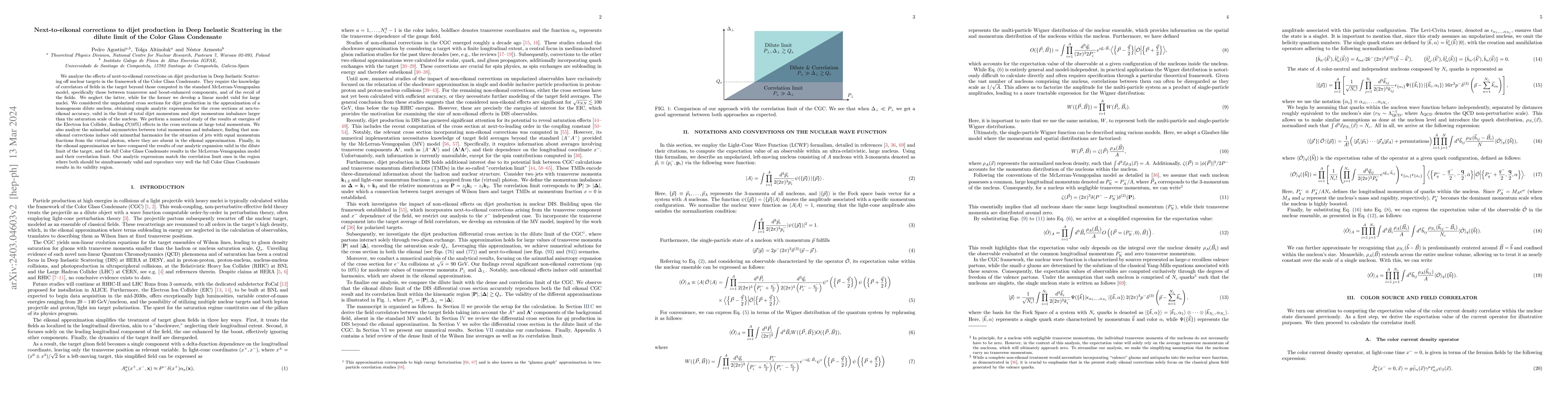 Thumbnail for Next-to-eikonal corrections to dijet production in Deep Inelastic
  Scattering in the dilute limit of the Color Glass Condensate