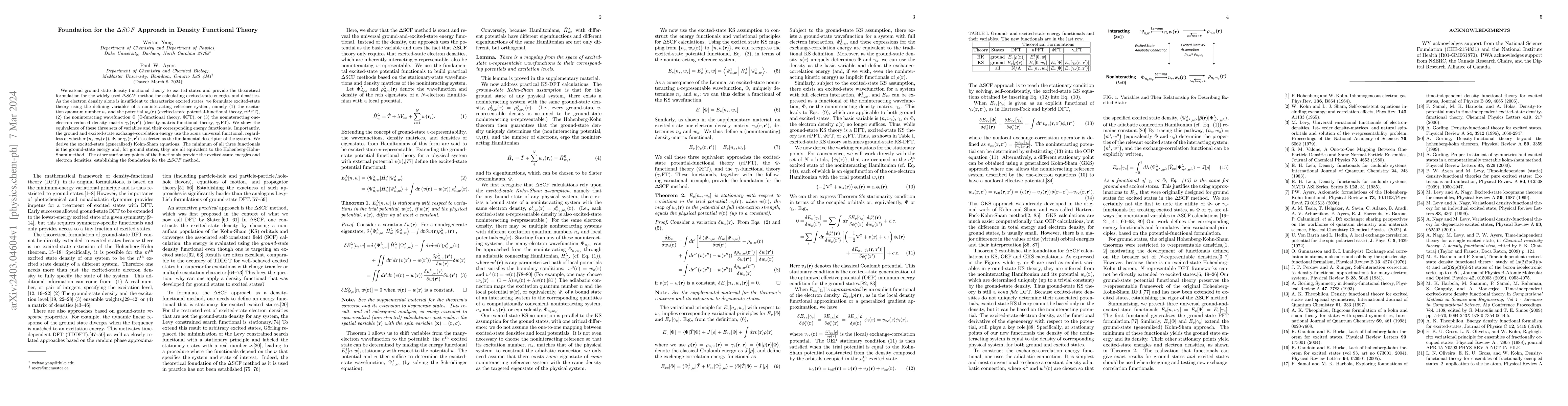 Thumbnail for Foundation for the {\Delta}SCF Approach in Density Functional Theory