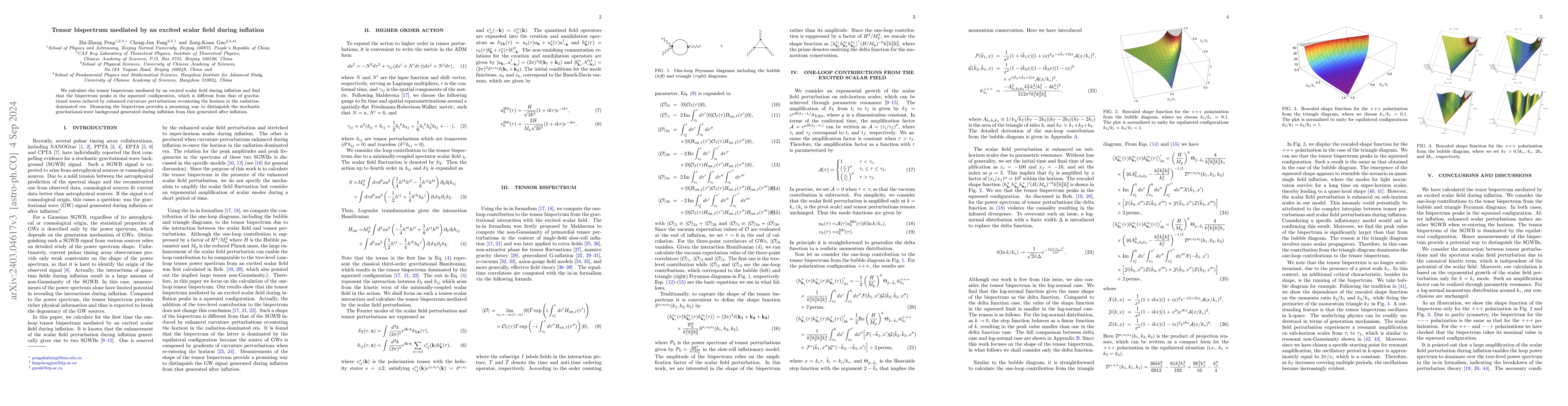 Thumbnail for Tensor bispectrum mediated by an excited scalar field during inflation
