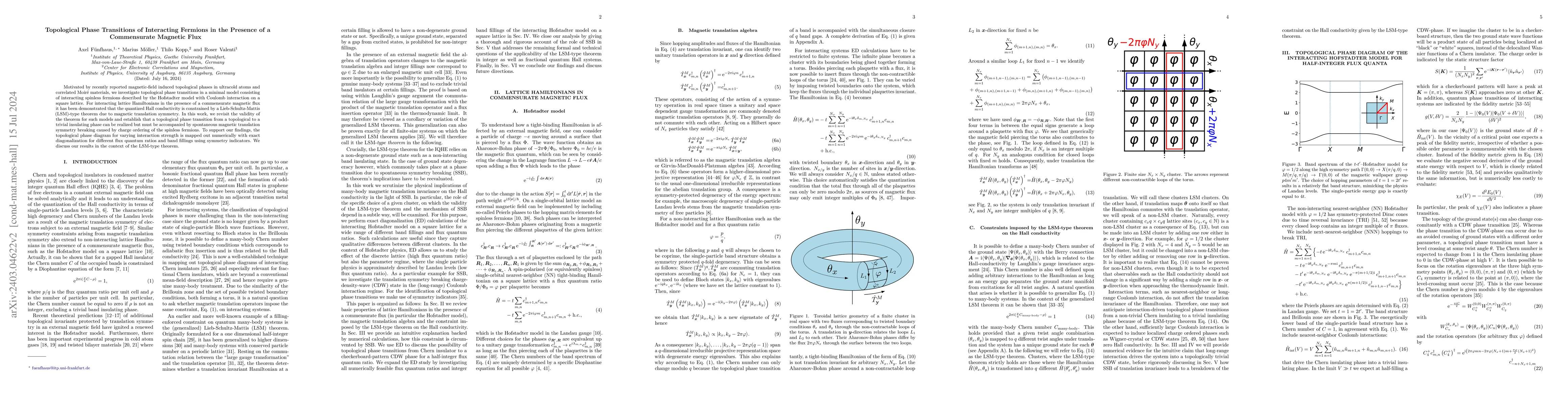 Thumbnail for Topological Phase Transitions of Interacting Fermions in the Presence of
  a Commensurate Magnetic Flux