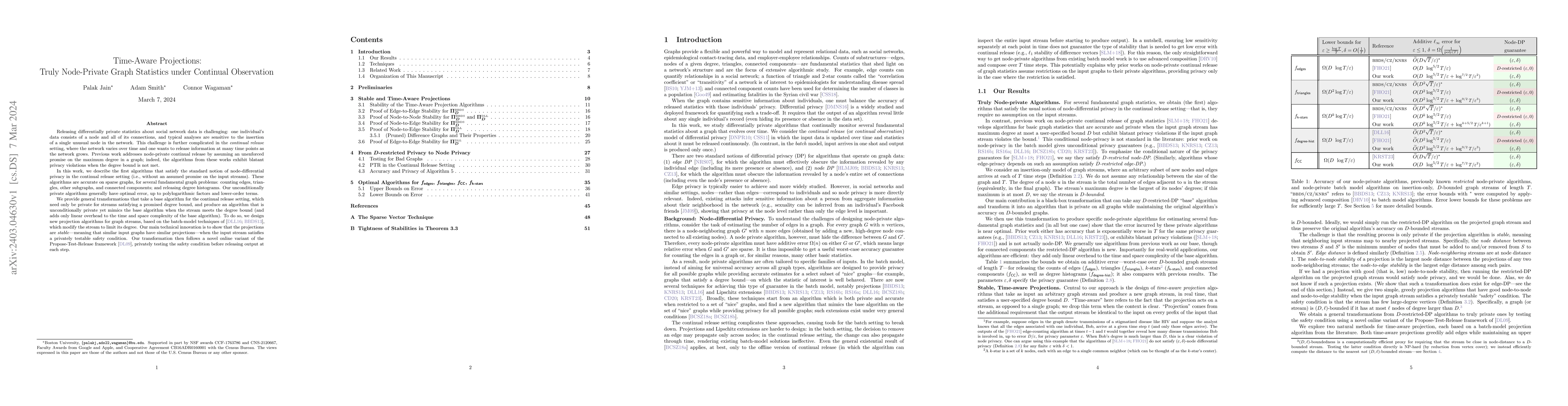 Thumbnail for Time-Aware Projections: Truly Node-Private Graph Statistics under
  Continual Observation
