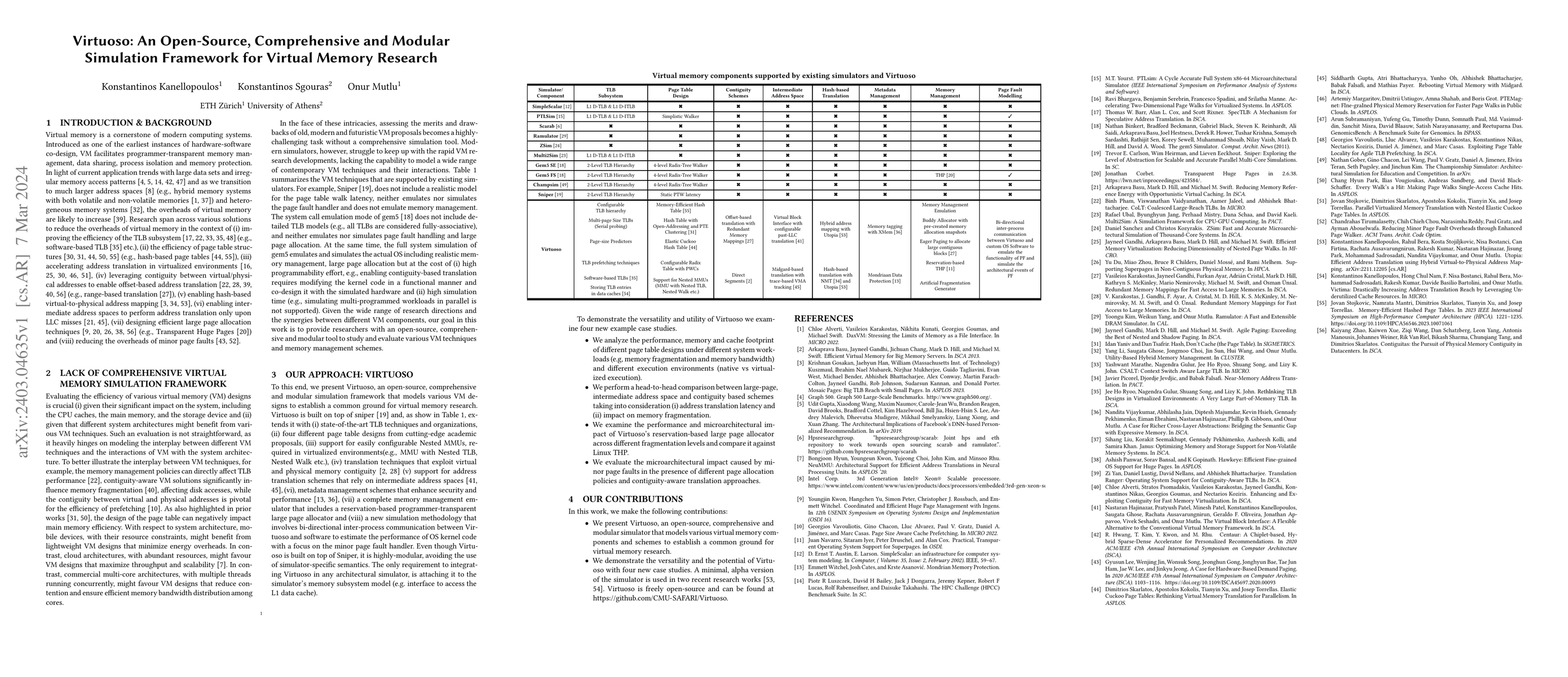 Thumbnail for Virtuoso: An Open-Source, Comprehensive and Modular Simulation Framework
  for Virtual Memory Research