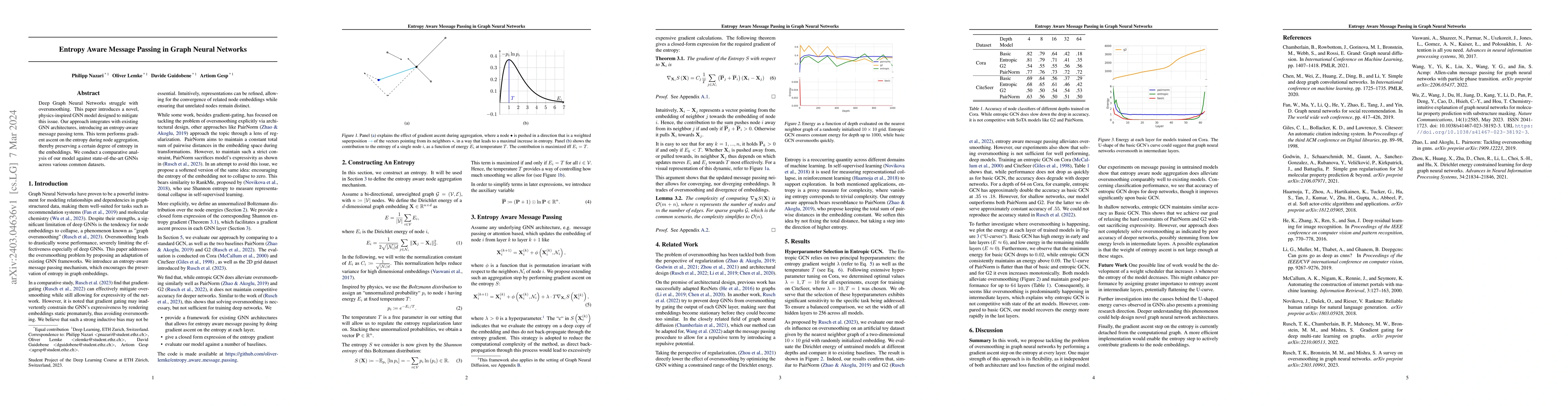 Thumbnail for Entropy Aware Message Passing in Graph Neural Networks