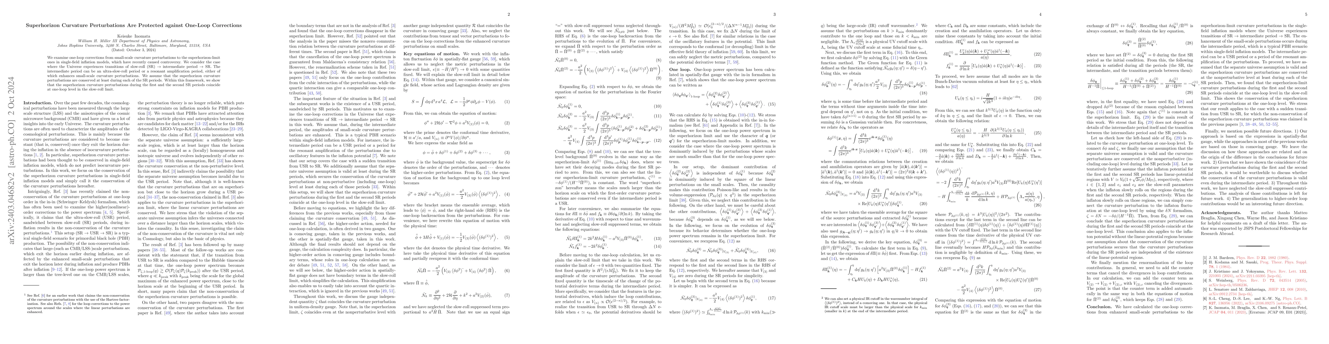 Thumbnail for Curvature Perturbations Protected Against One Loop